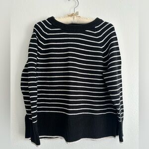a new day Black and White Striped Crew Neck Sweater